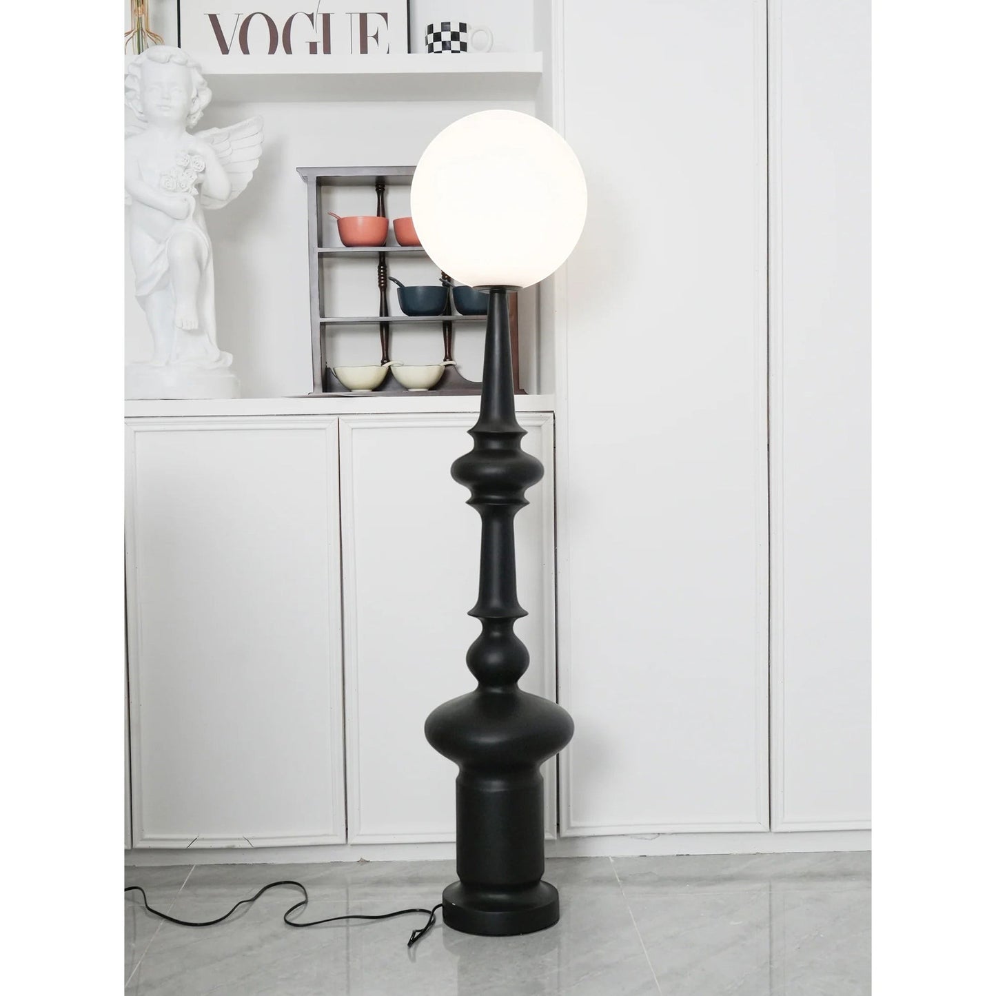 30cm Resin & Acrylic Floor Lamp | 140cm Black or White Modern E26