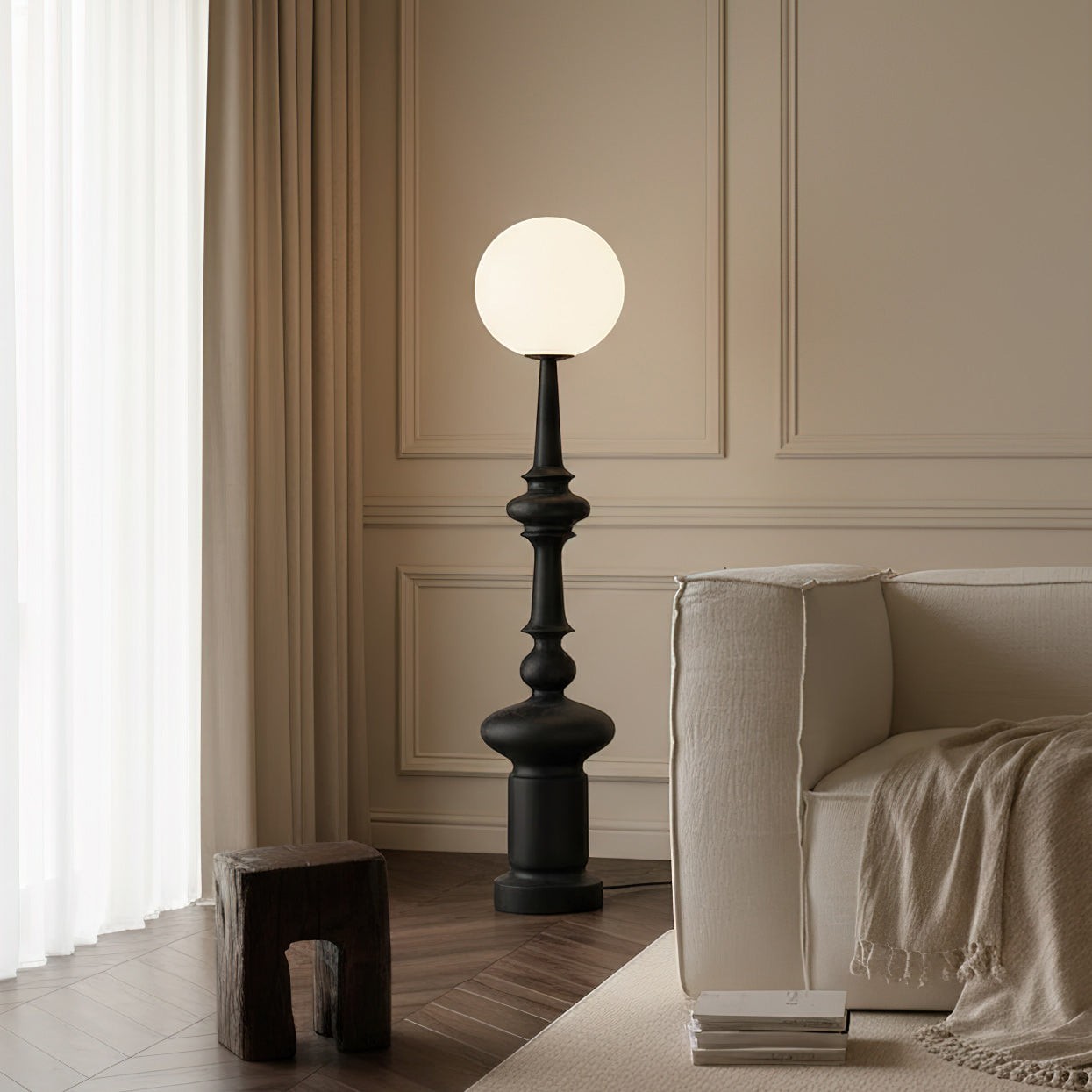 30cm Resin & Acrylic Floor Lamp | 140cm Black or White Modern E26