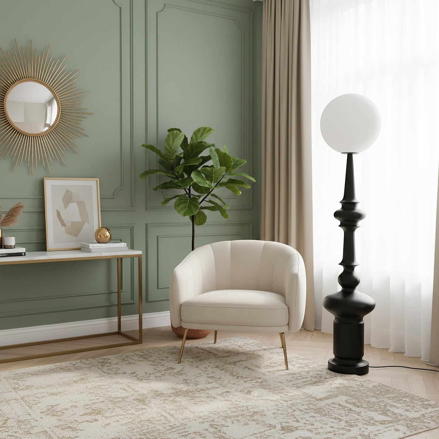 30cm Resin & Acrylic Floor Lamp | 140cm Black or White Modern E26