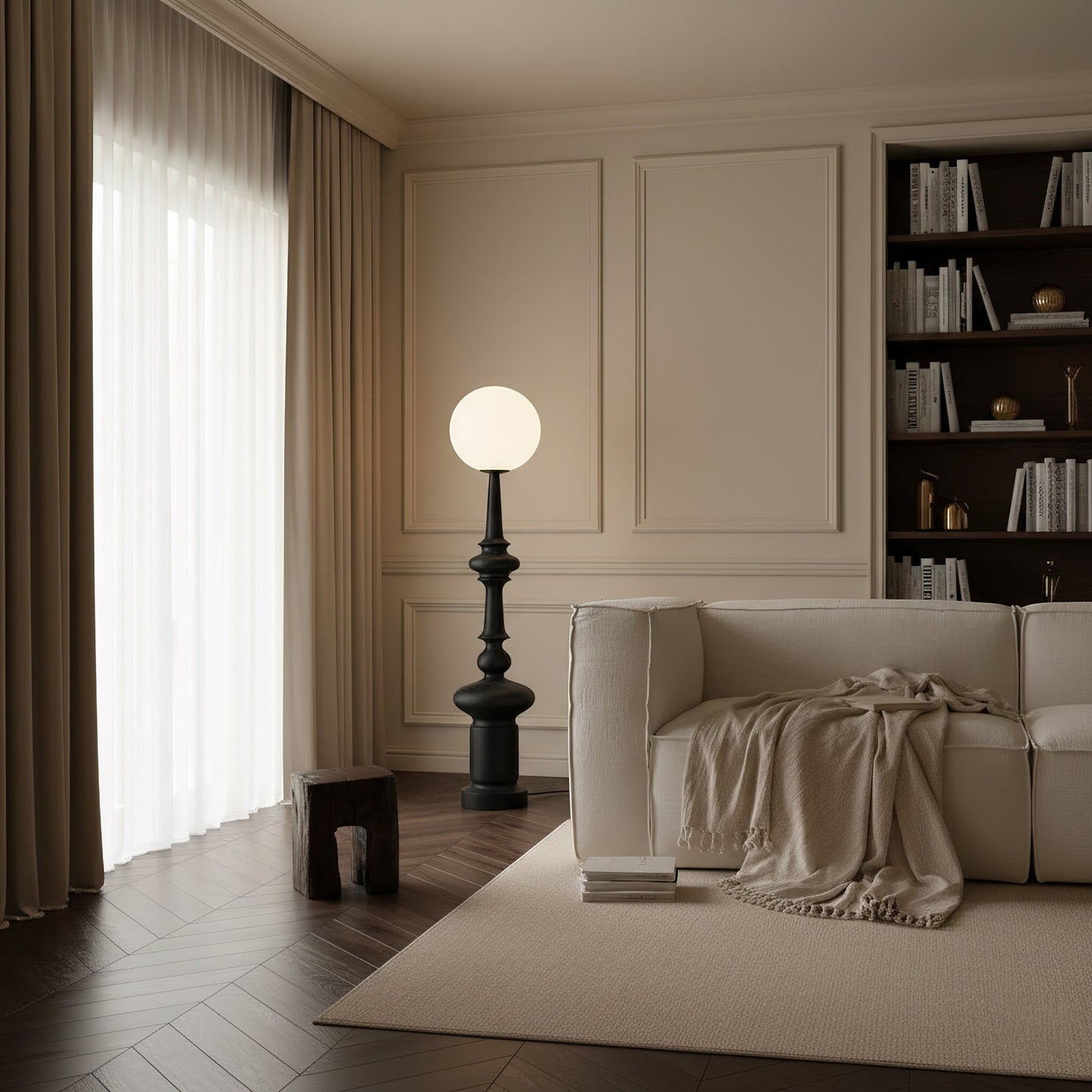 30cm Resin & Acrylic Floor Lamp | 140cm Black or White Modern E26
