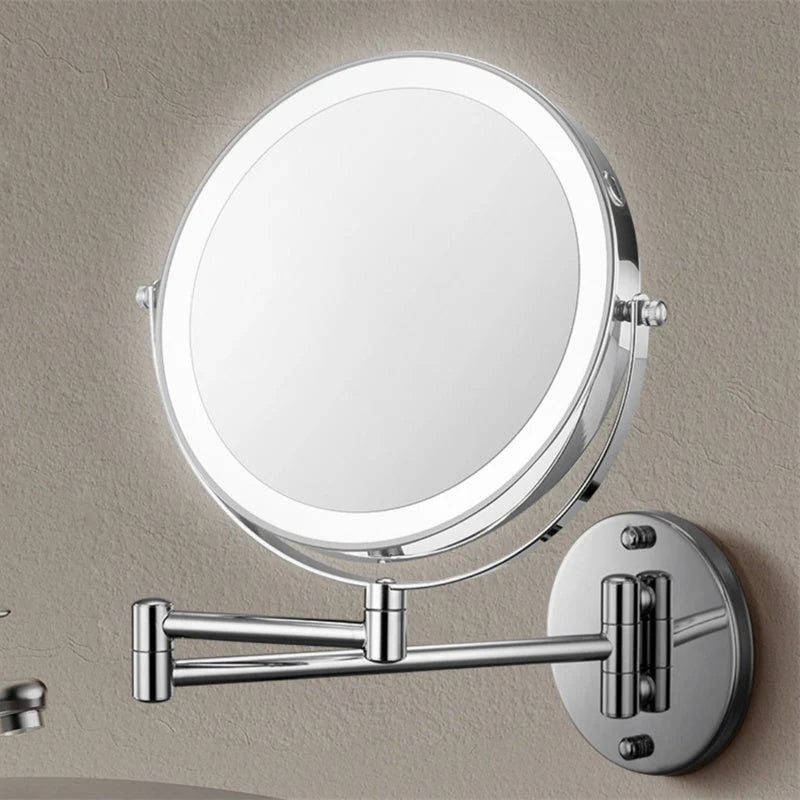 Rechargeable Wall Vanity Mirror LED Light - Chrome Finish, Lit on Grey Wall