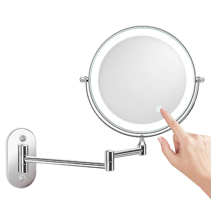 Rechargeable Wall Vanity Mirror LED Light - Chrome Finish with Touch Control