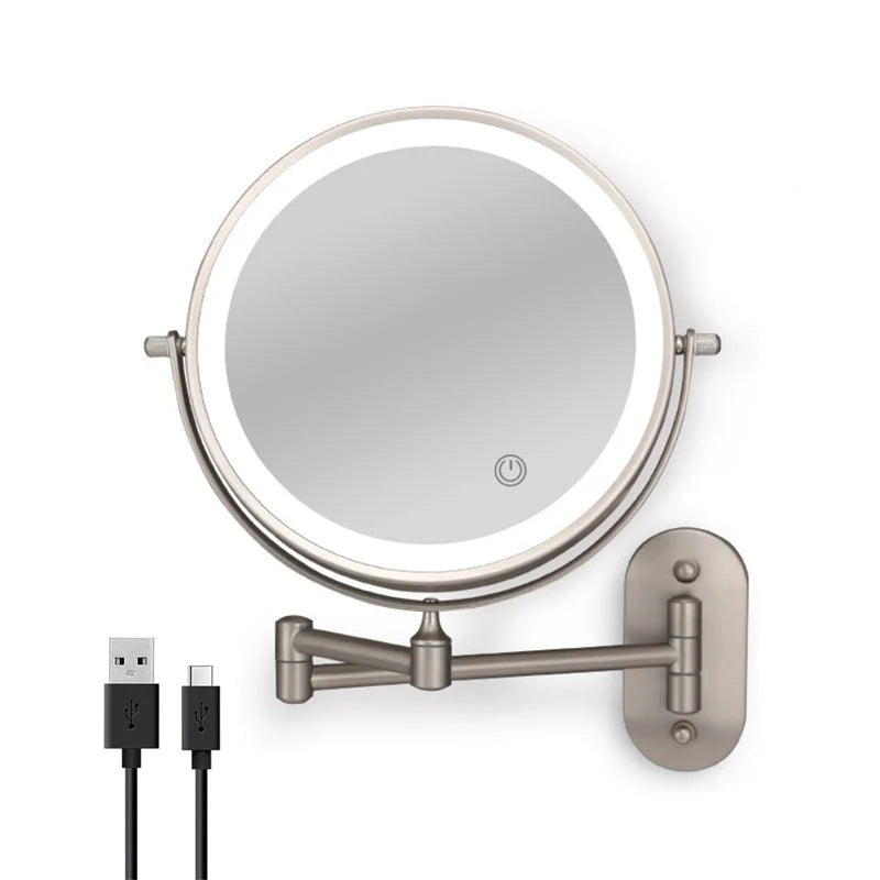 Rechargeable Wall Vanity Mirror LED Light - Brushed Finish with Charging Cable