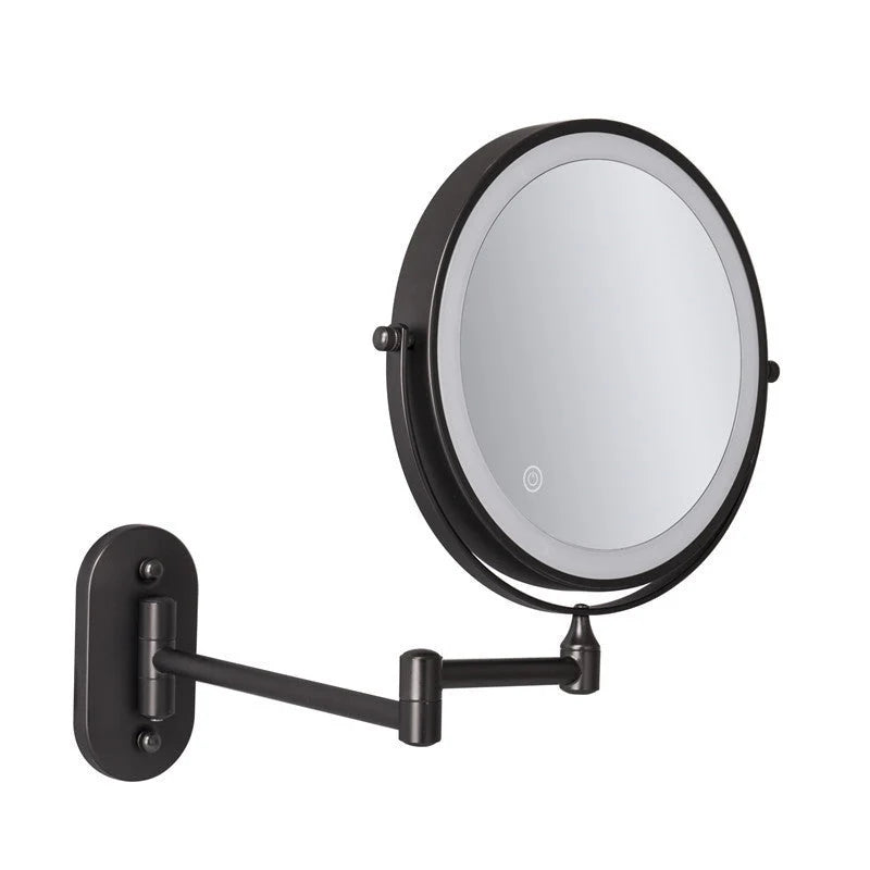 Rechargeable Wall Vanity Mirror LED Light - Black Finish on White Background