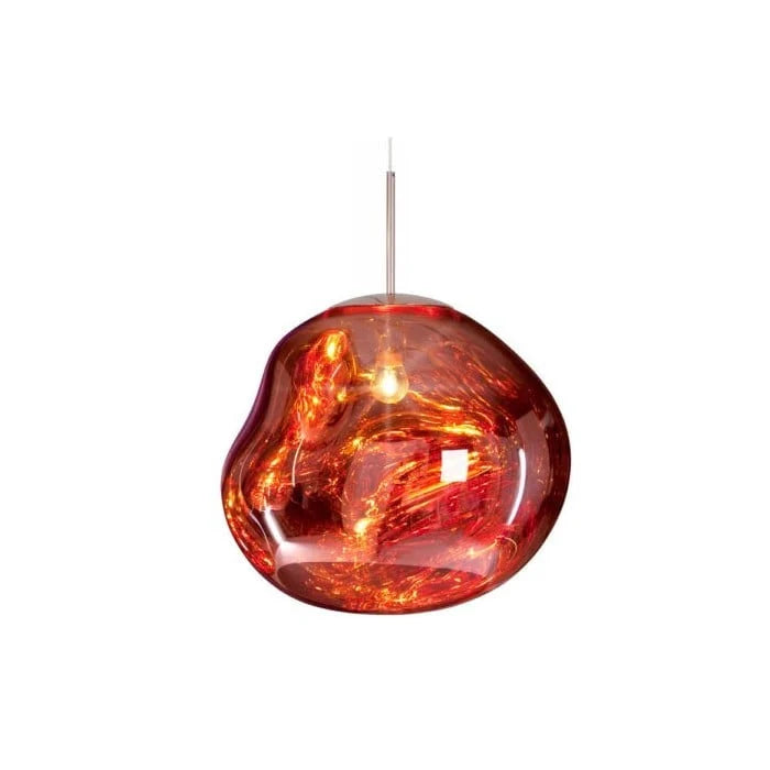 Molten Mirrored Globe Pendant Light - Red Finish, Smaller Size