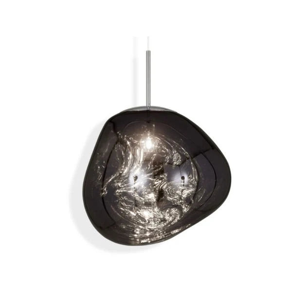 Molten Mirrored Globe Pendant Light - Smoke Grey Finish, Side Angle