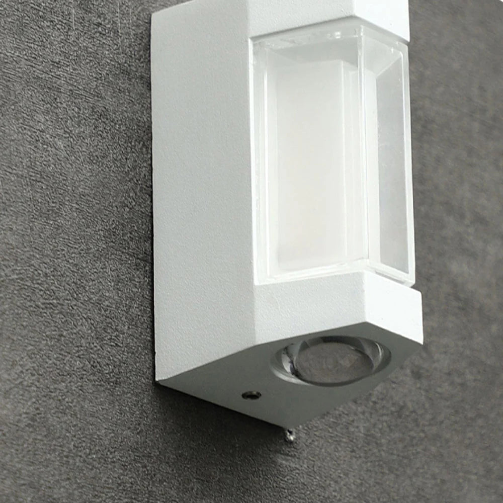 Up and Down Outdoor Wall Light - Close-Up of White Housing and Lens