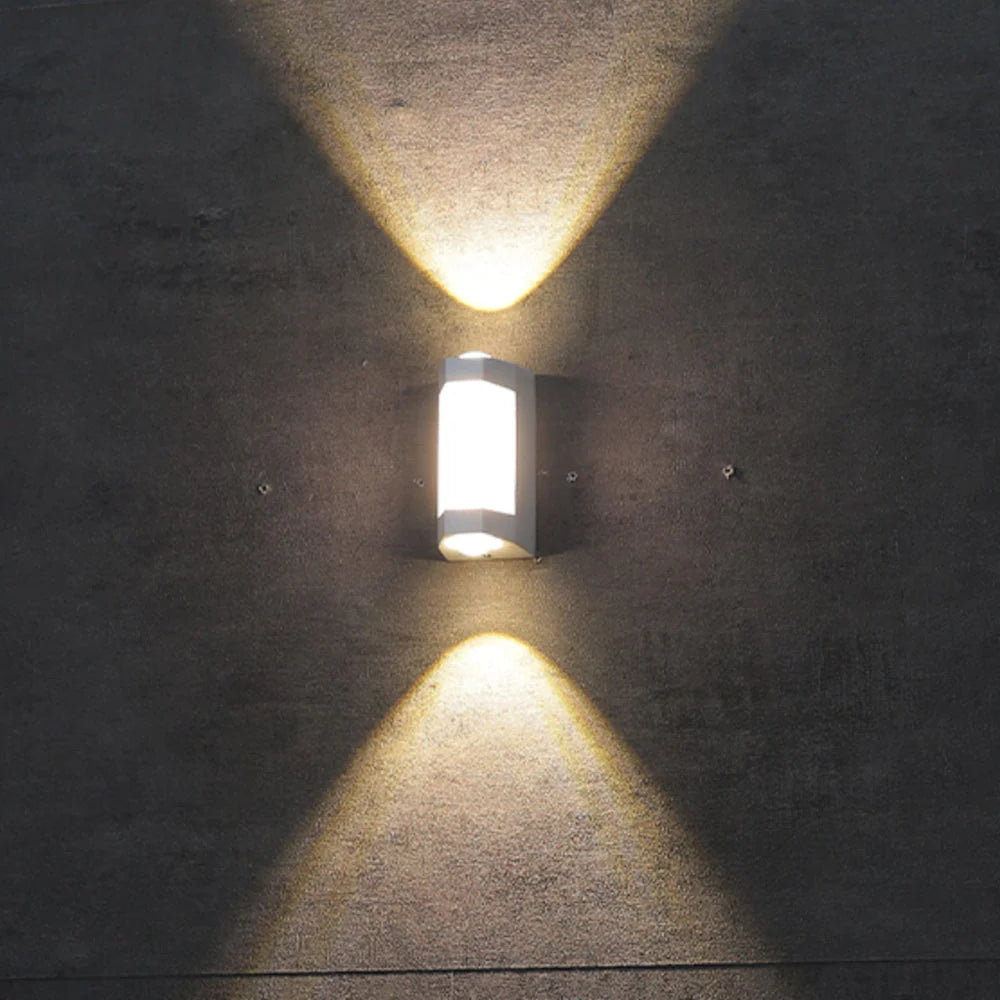 Up and Down Outdoor Wall Light - Up and Down Light Beams on Dark Wall