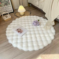 Round Faux Fur Rug - White Rug on Wooden Floor