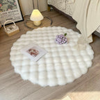 Round Faux Fur Rug - White Rug on Wooden Floor