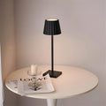 Cordless LED Table Lamp - Black Finish on Round Side Table