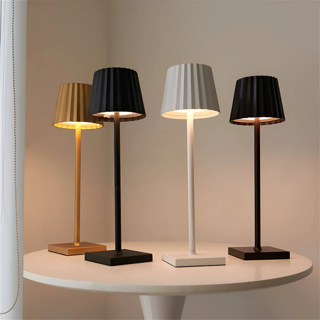 Cordless LED Table Lamp - Gold, Black and White Finishes Together