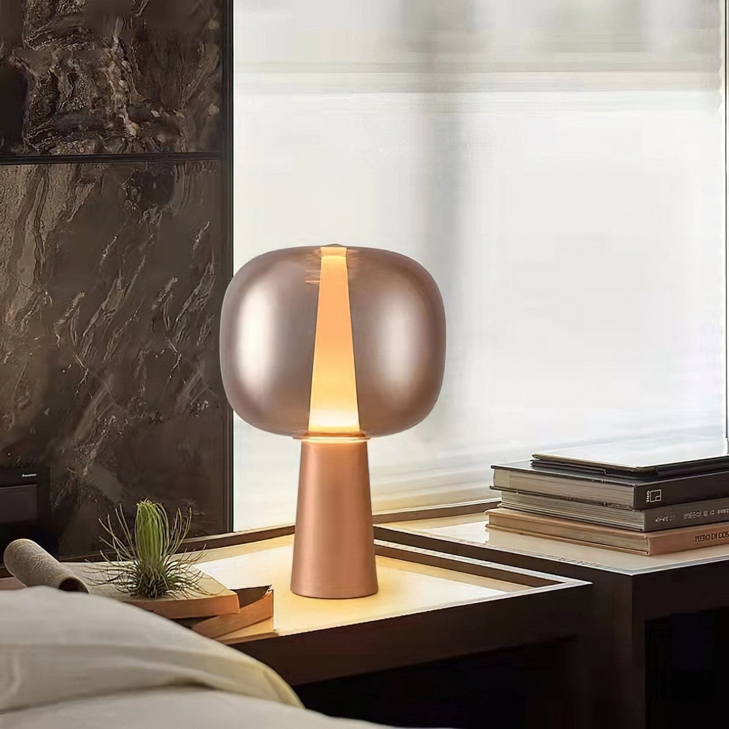 Tinted Glass Angular Base LED Table Lamp | Sunset 35cm 57cm