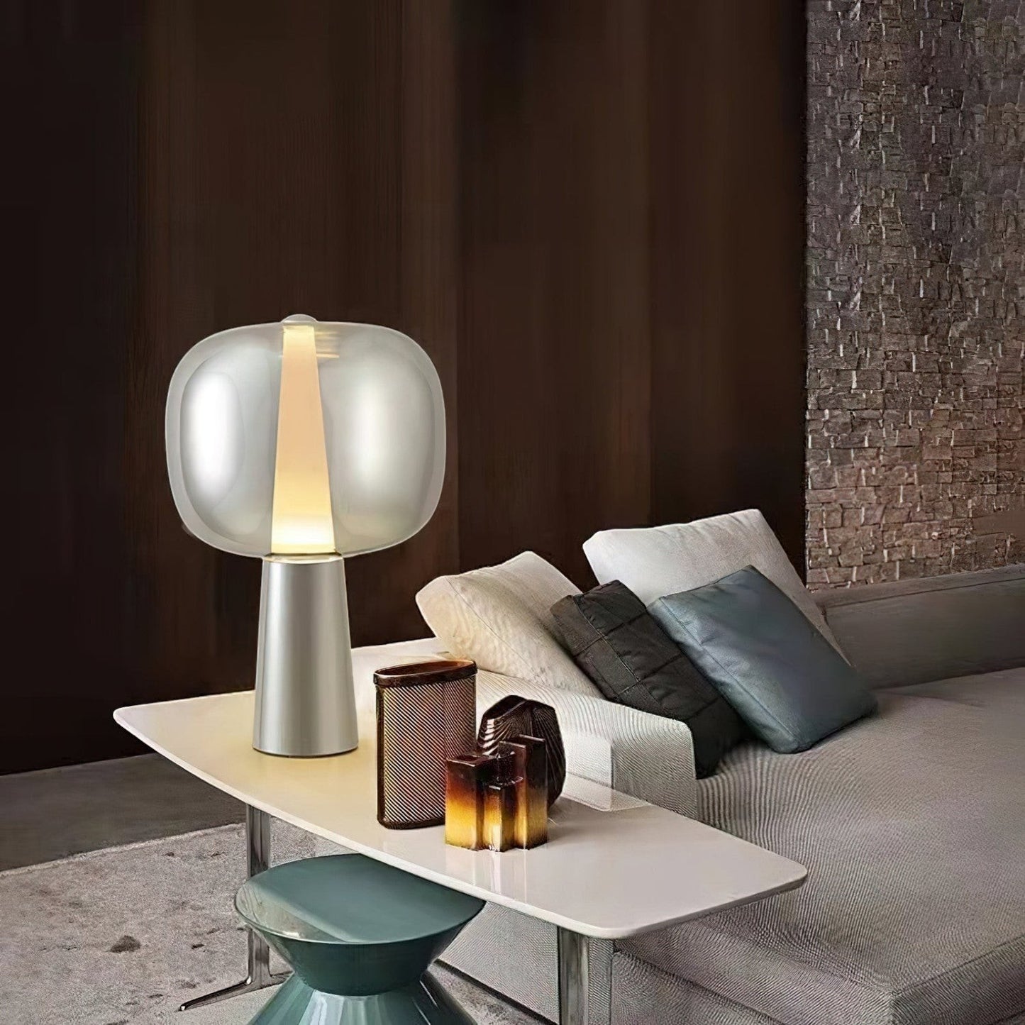 Tinted Glass Angular Base LED Table Lamp | Sunset 35cm 57cm