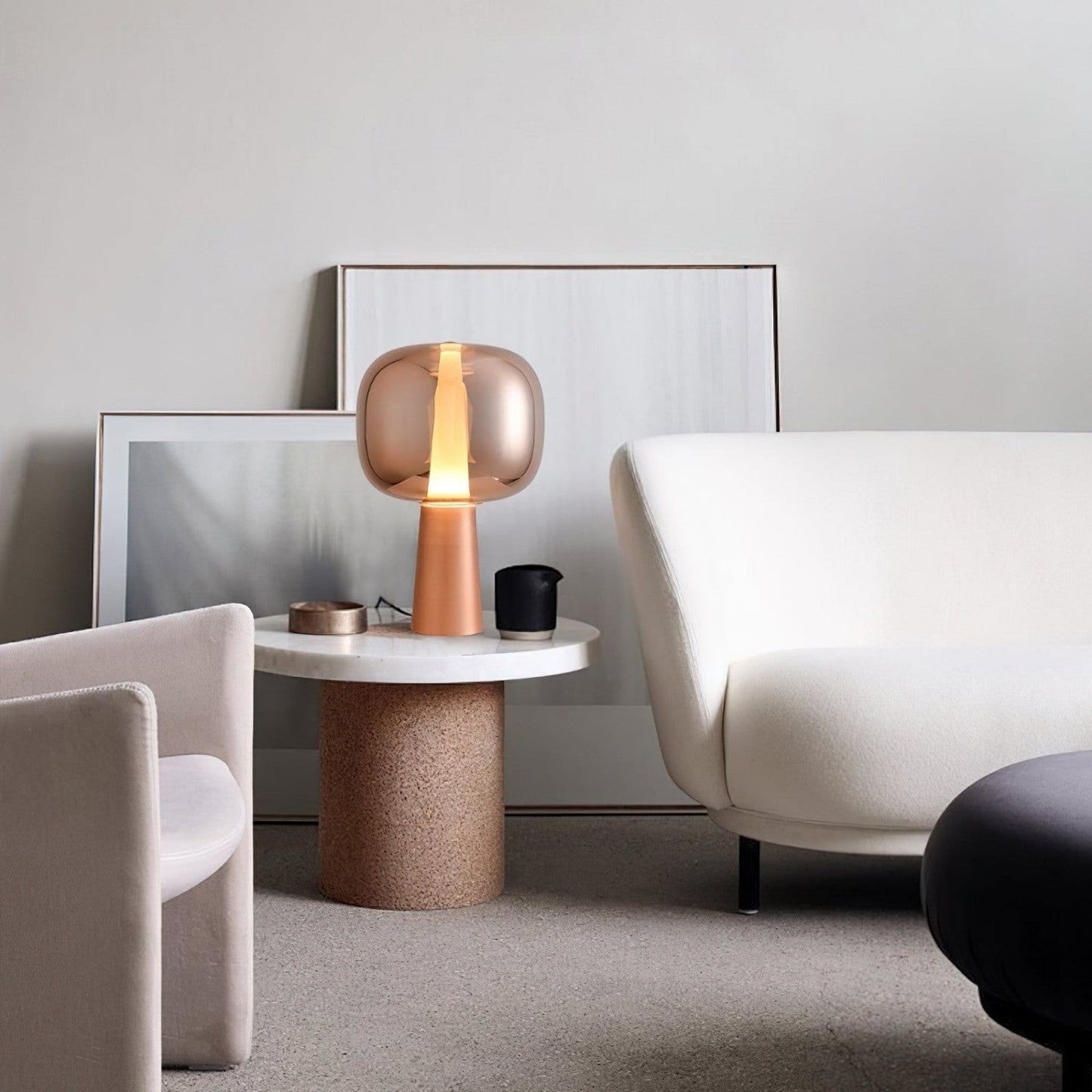 Tinted Glass Angular Base LED Table Lamp | Sunset 35cm 57cm