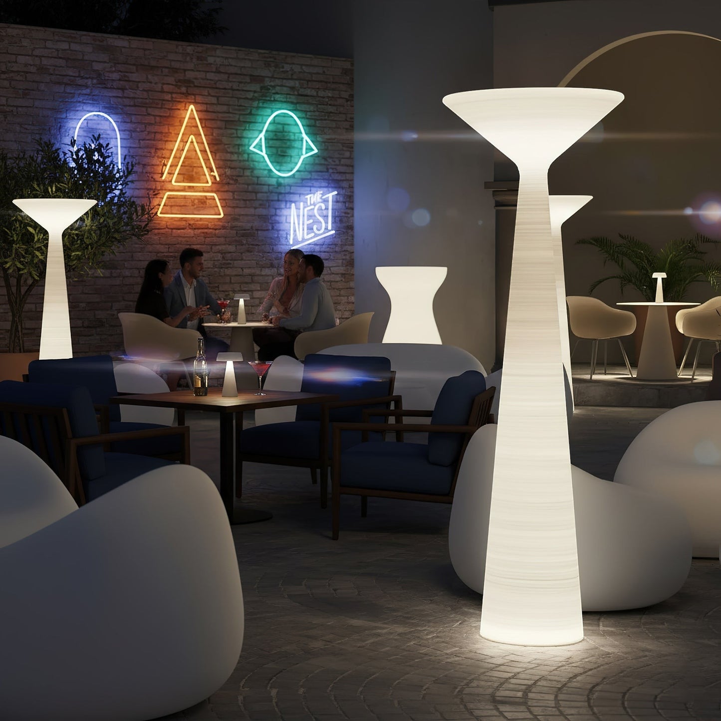60cm Stacked Fluted Glass Column Floor Lamp | Full-Form Greek Style