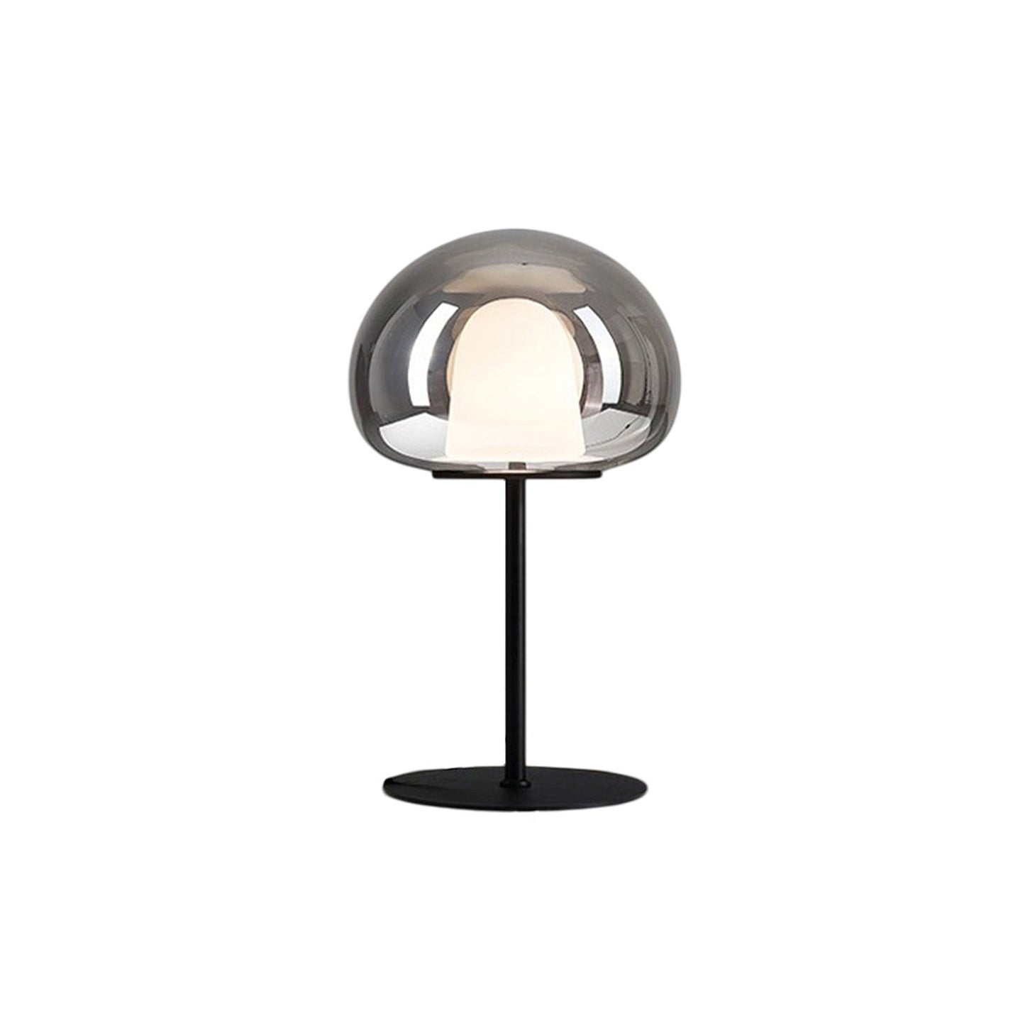 Smoky Black or Amber Glass Dome LED Table Lamp | Two Sizes Built-In
