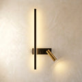 LED Reading Wall Light with Light Bar & Spotlight - Light Bar and Spotlight Lit on Plaster Wall