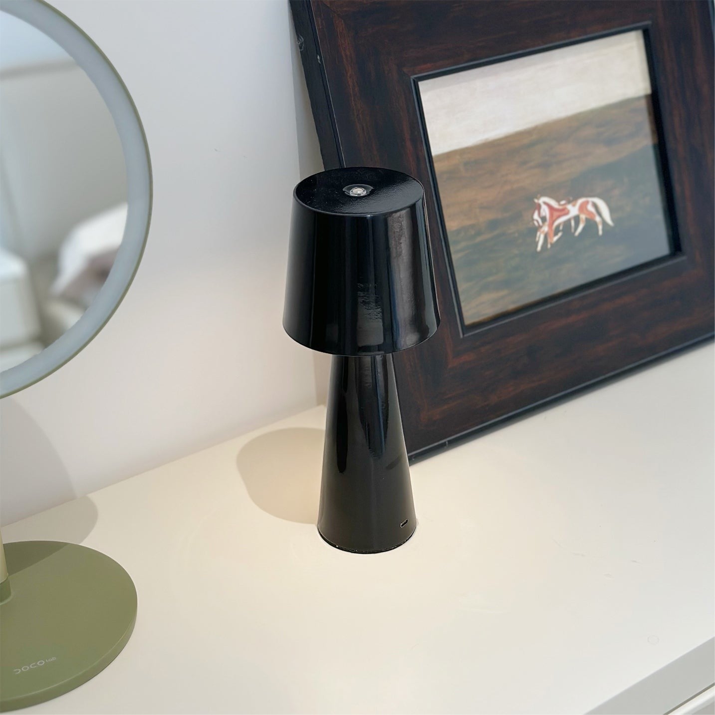 Rechargeable Metal & Aluminum Conical Table Lamp | Cordless LED