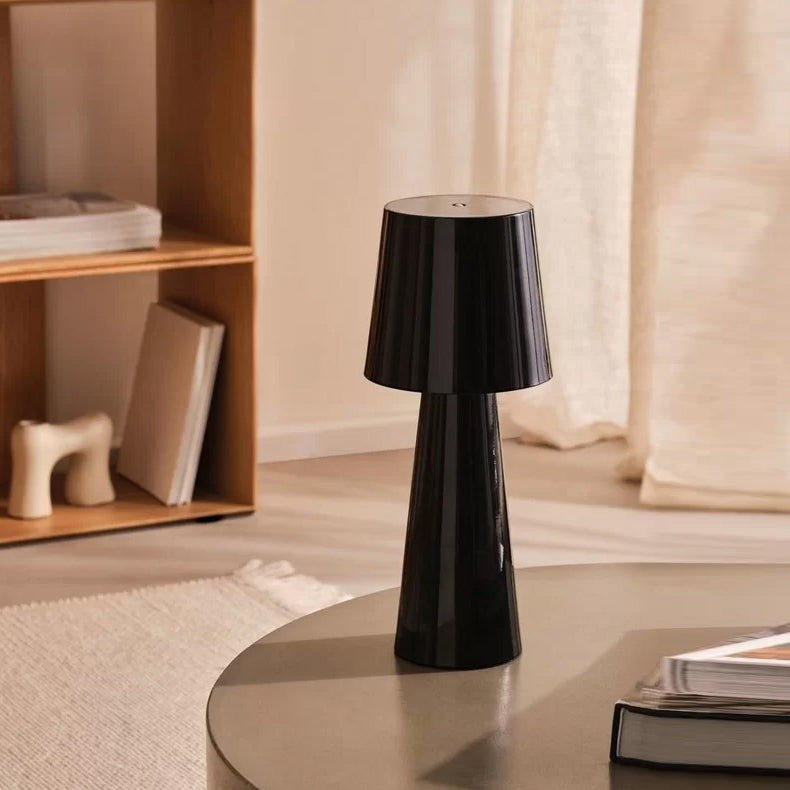 Rechargeable Metal & Aluminum Conical Table Lamp | Cordless LED