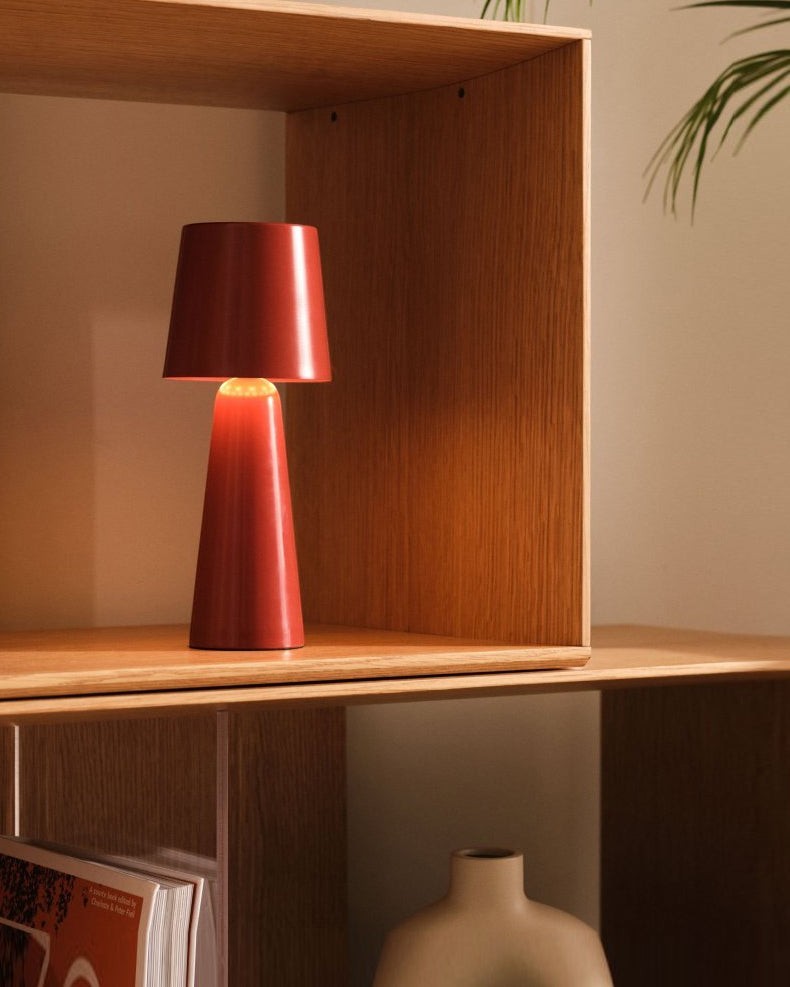 Rechargeable Metal & Aluminum Conical Table Lamp | Cordless LED