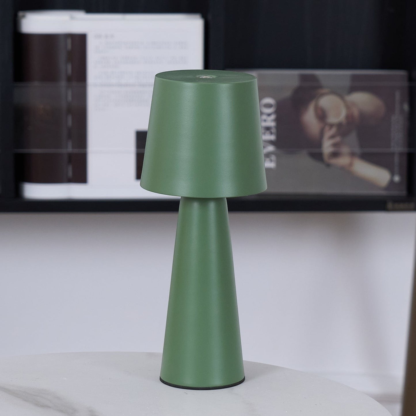 Rechargeable Metal & Aluminum Conical Table Lamp | Cordless LED