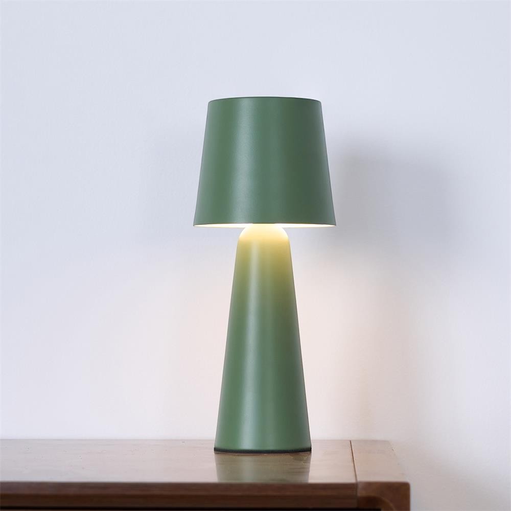 Rechargeable Metal & Aluminum Conical Table Lamp | Cordless LED