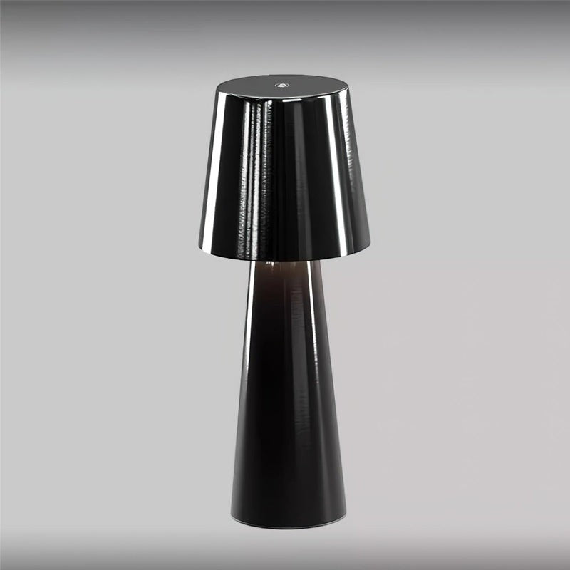 Rechargeable Metal & Aluminum Conical Table Lamp | Cordless LED