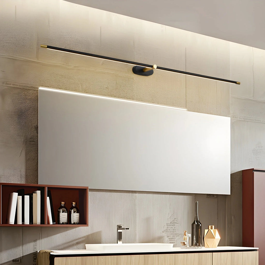 Rechargeable Linear LED Wall Light - Black Finish Above Bathroom Mirror