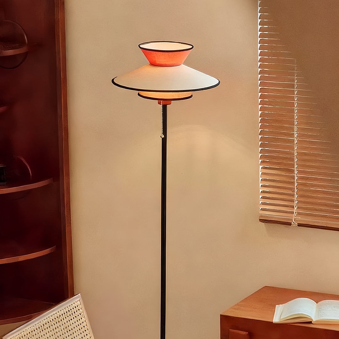 Ambient Floor Lamps Vintage | Pull Chain Switch Fabric Shade Light
