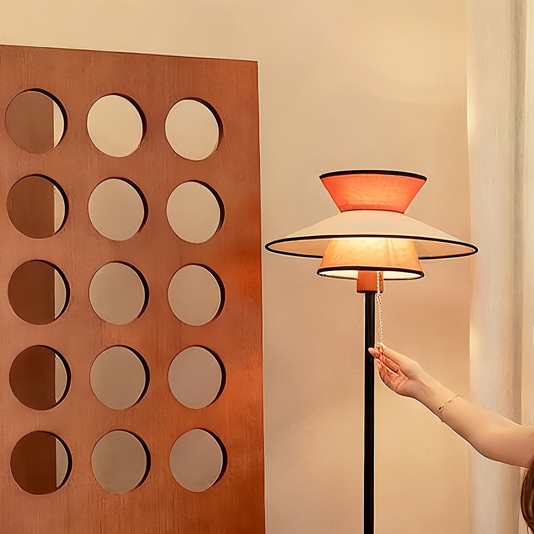 Ambient Floor Lamps Vintage | Pull Chain Switch Fabric Shade Light