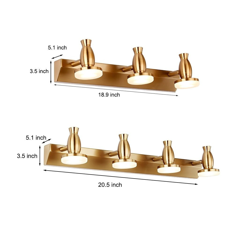 Adjustable Gold Bathroom Vanity Light | 180° Rotatable Heads 3/4 Light LED Fixture