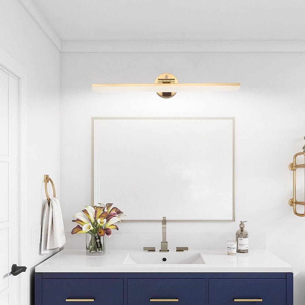 Adjustable LED Bathroom Vanity Mirror Light | Rotatable Flat Bar in Gold/Black Finish