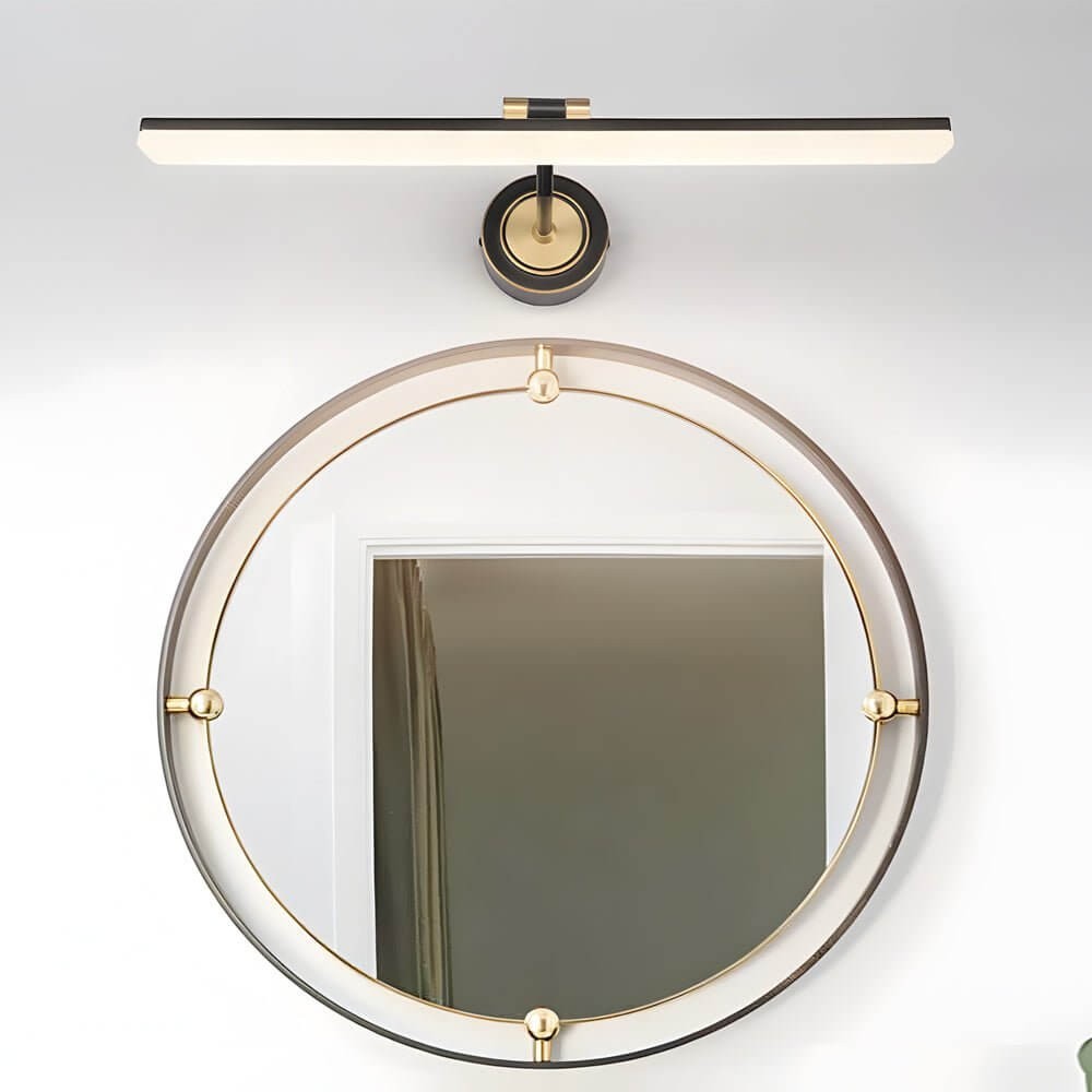 Adjustable LED Bathroom Vanity Mirror Light | Rotatable Flat Bar in Gold/Black Finish