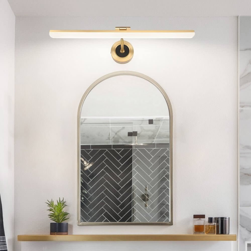 Adjustable LED Bathroom Vanity Mirror Light | Rotatable Flat Bar in Gold/Black Finish