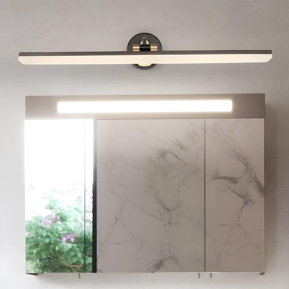 Adjustable LED Bathroom Vanity Mirror Light | Rotatable Flat Bar in Gold/Black Finish