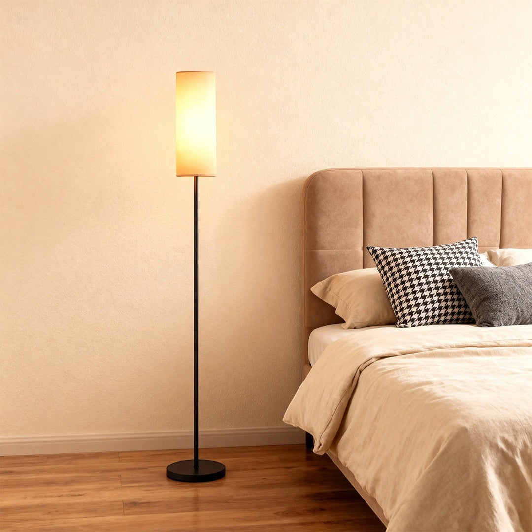 Artistic Linen Cover Light | Black Wrought Iron Floor Lamps