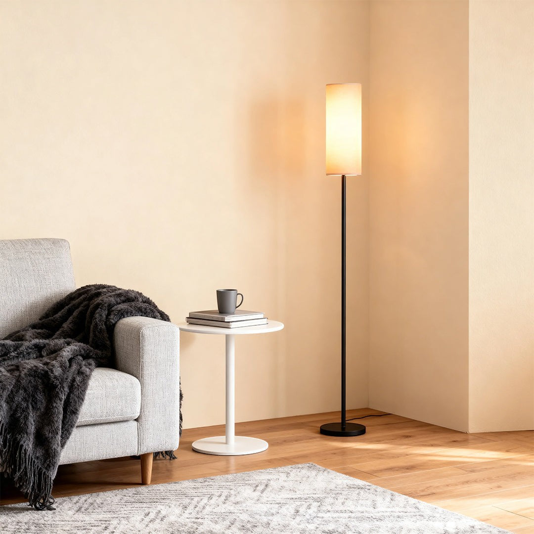 Artistic Linen Cover Light | Black Wrought Iron Floor Lamps