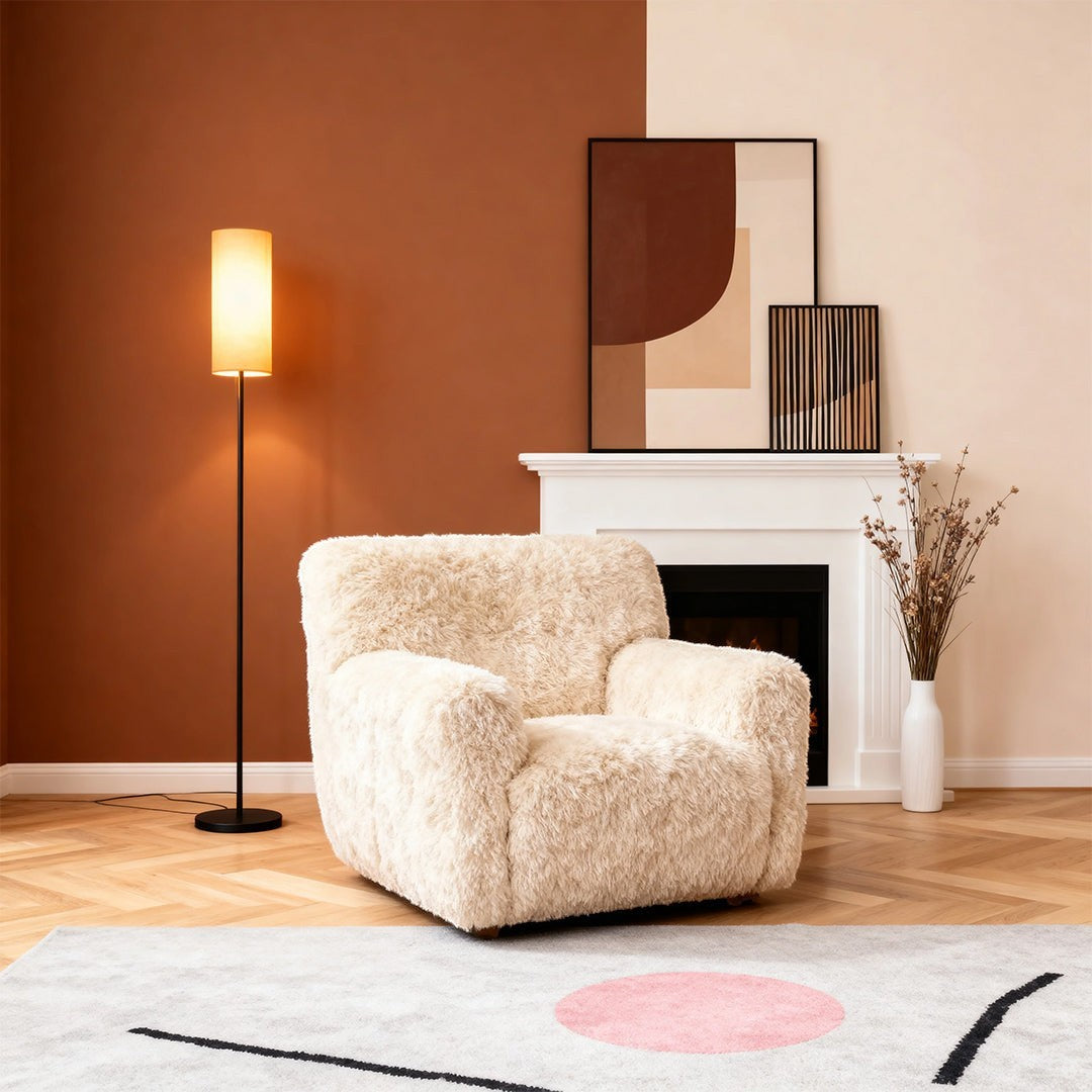 Artistic Linen Cover Light | Black Wrought Iron Floor Lamps