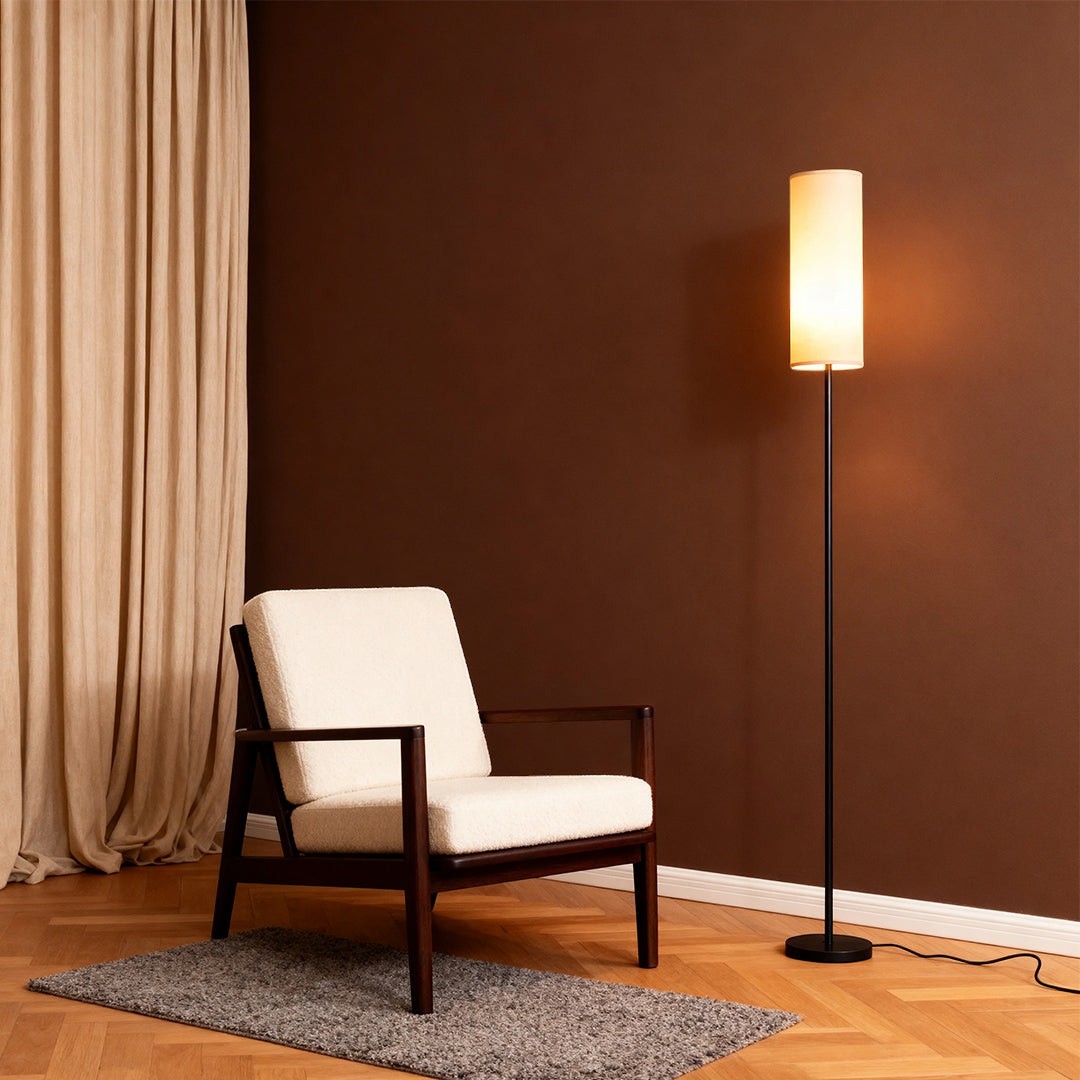 Artistic Linen Cover Light | Black Wrought Iron Floor Lamps