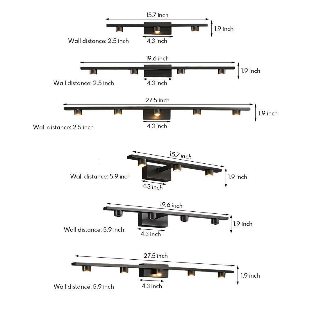 Black Vanity Lights | Bathroom Minimalist LED Mirror Cabinet Light