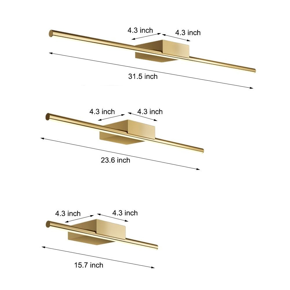 Brushed Brass Linear LED Vanity Light | Slim Cylinder Design Bathrooms