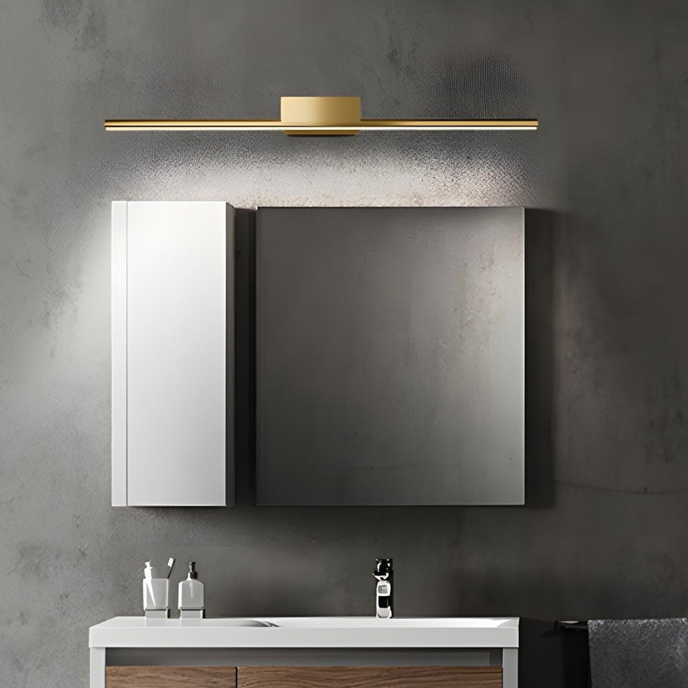 Brushed Brass Linear LED Vanity Light | Slim Cylinder Design Bathrooms