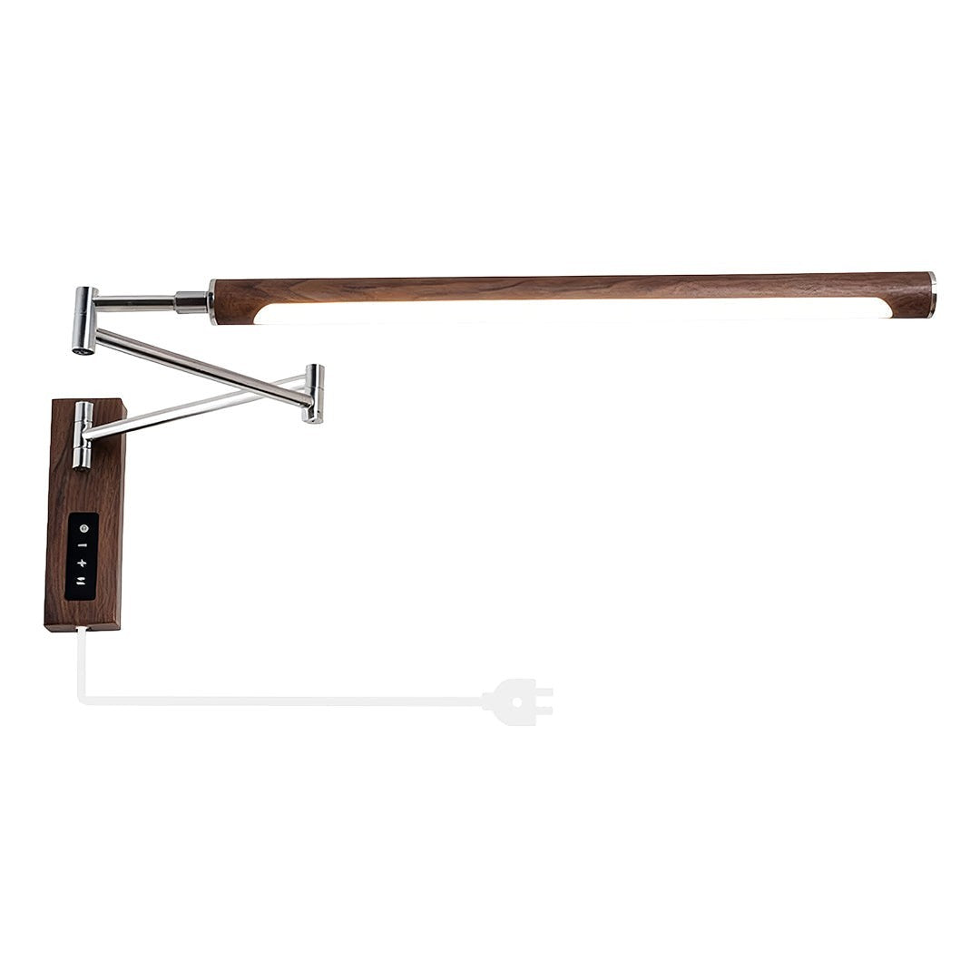 Mid-Century Iron Walnut Swing Arm Wall Sconce | Eye-Protecting LED