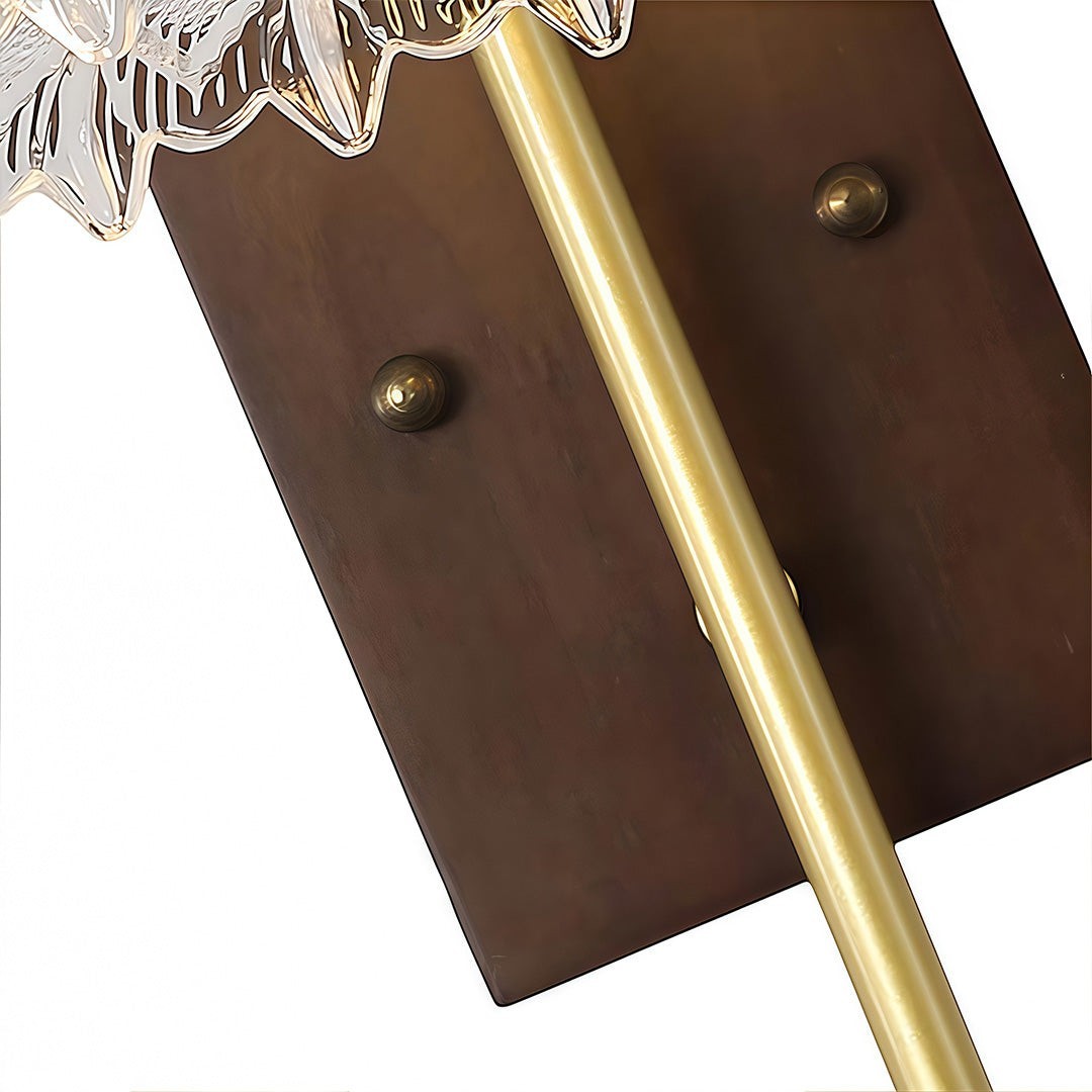 Japanese Retro Rubberwood & Iron Wall Light | E27 Three-Color Glass
