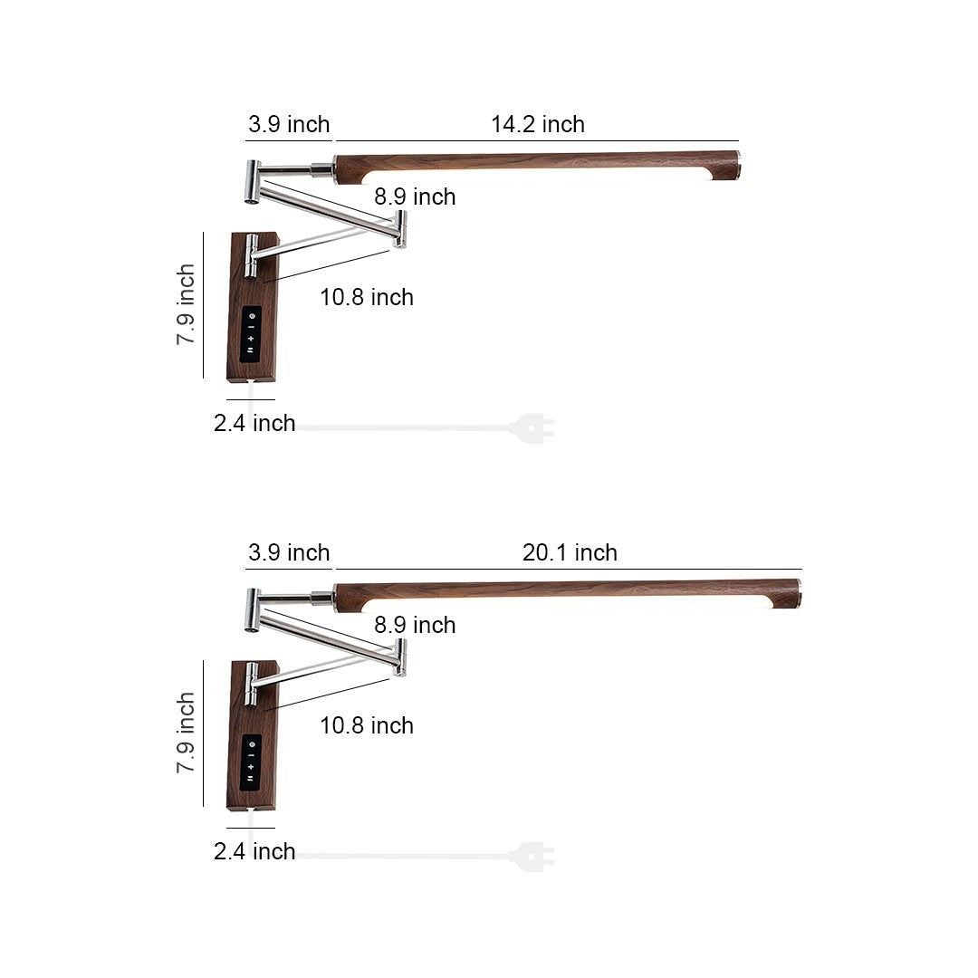 Mid-Century Iron Walnut Swing Arm Wall Sconce | Eye-Protecting LED
