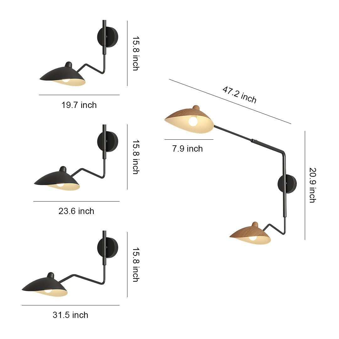 Contemporary Industrial Full Spectrum Lamp | Swing Arm Wall Light