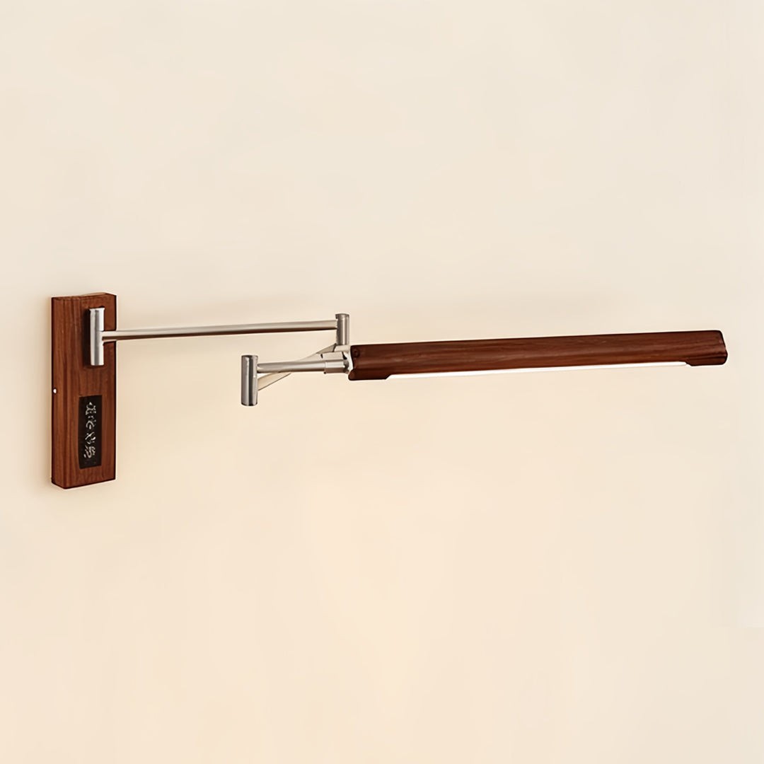 Mid-Century Iron Walnut Swing Arm Wall Sconce | Eye-Protecting LED