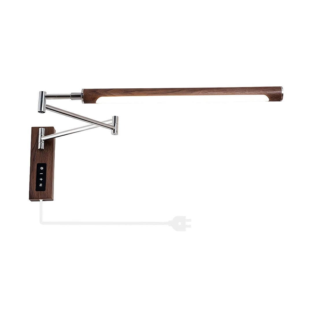 Mid-Century Iron Walnut Swing Arm Wall Sconce | Eye-Protecting LED