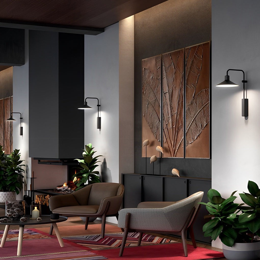 Modern Long Arm Outdoor Metal Light | Gooseneck Wall Lamp